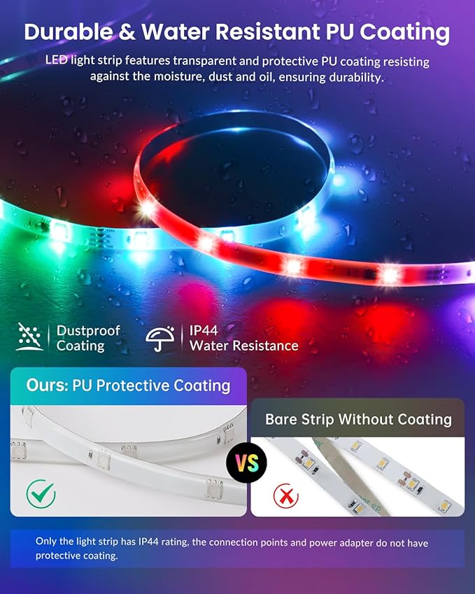 Pak LED Lights for Bedroom 16.4ft, Smart RGB+IC LED Strip Lights - Image 3