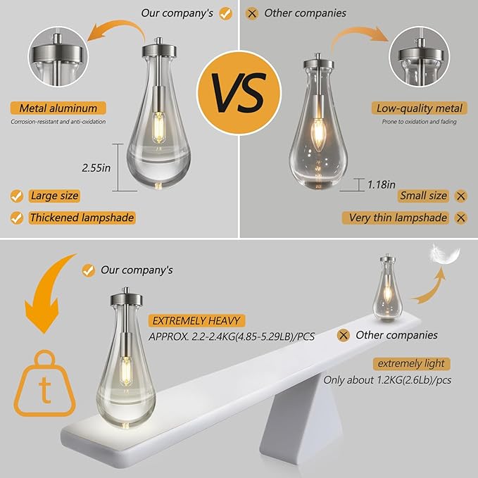 Raindrop Pendant Lights Kitchen Island Teardrop Nickel Hanging Light Fixtures - Image 3