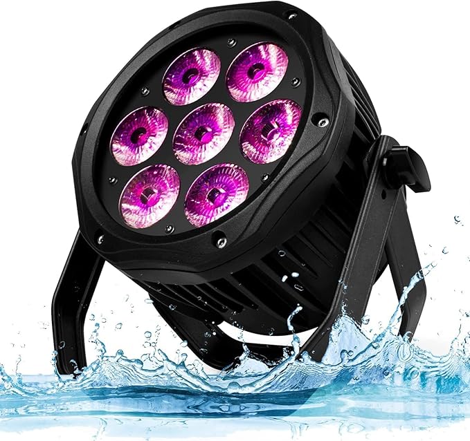 SHEHDS Par Lights IP65 Waterproof Outdoor LED 7x18W RGBWA+UV Lighting Stage by SHEHDS