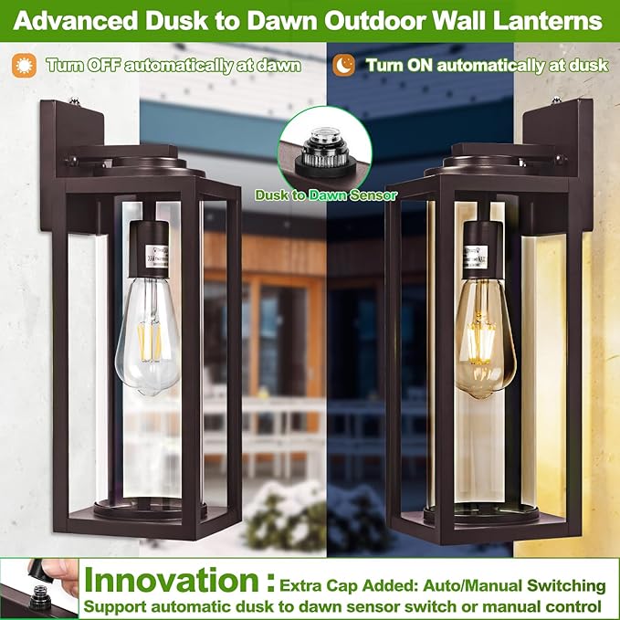 Oil Rubbed Bronze Dusk to Dawn Outdoor Wall Light Fixtures - Image 3