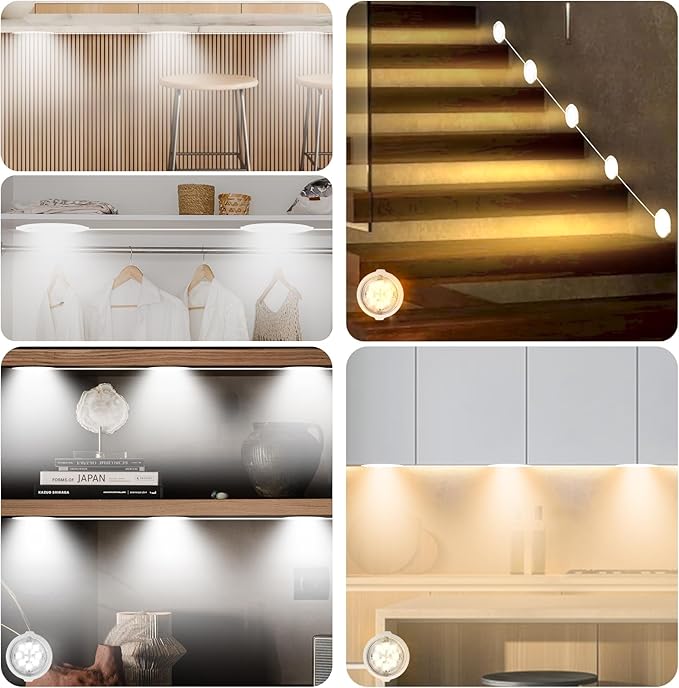 Under Cabinet Lights 12Ft, Motion Sensor LED Under Counter 6 Puck Lights - Image 3