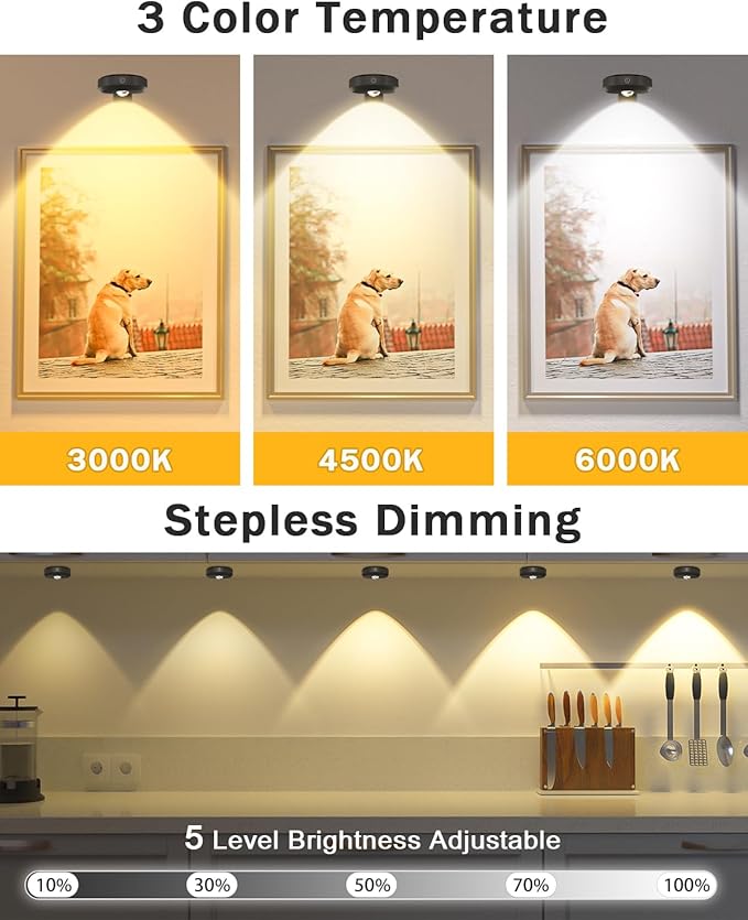 WILLED Picture Lights for Wall, 1200mAh Rechargeable Battery Operated Picture - Image 3