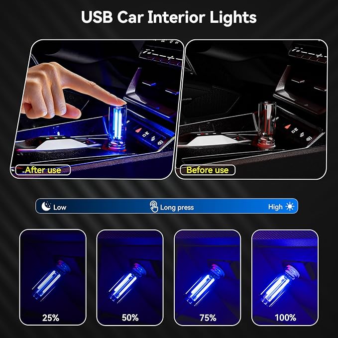 4 PCS USB Night Light Bulb, Portable Plug-in Retro Car Interior Ambient Lights - Image 2