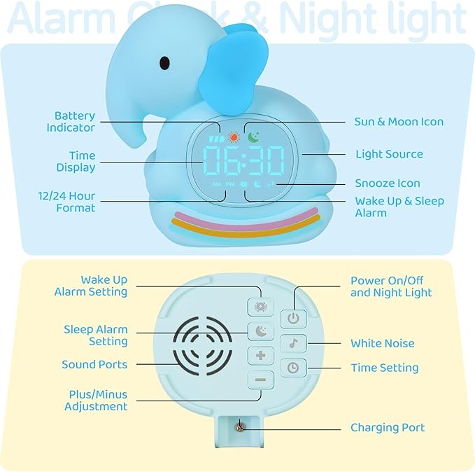 Alarm Clock for Kids with Night Light, Sleep Training Clock Time to Wake Clock - Image 9