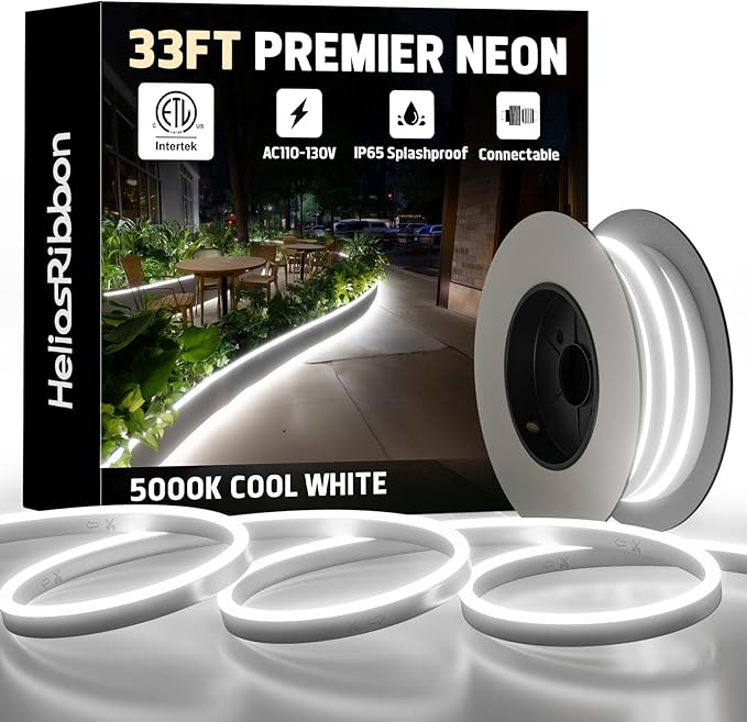 33FT LED Neon Rope Lights 5000K Cool White, AC 110-120V Flexible Neon Strip by Unknown