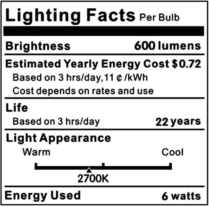 LiteHistory Dimmable G16.5 LED Light Bulb 6W Equal 60W 600lm AC120V Candelabra - Image 8