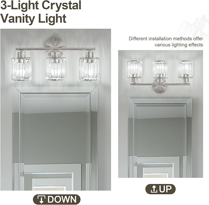 Crystal Bathroom Light Fixtures, Bathroom Lighting Fixtures Over Mirror - Image 7