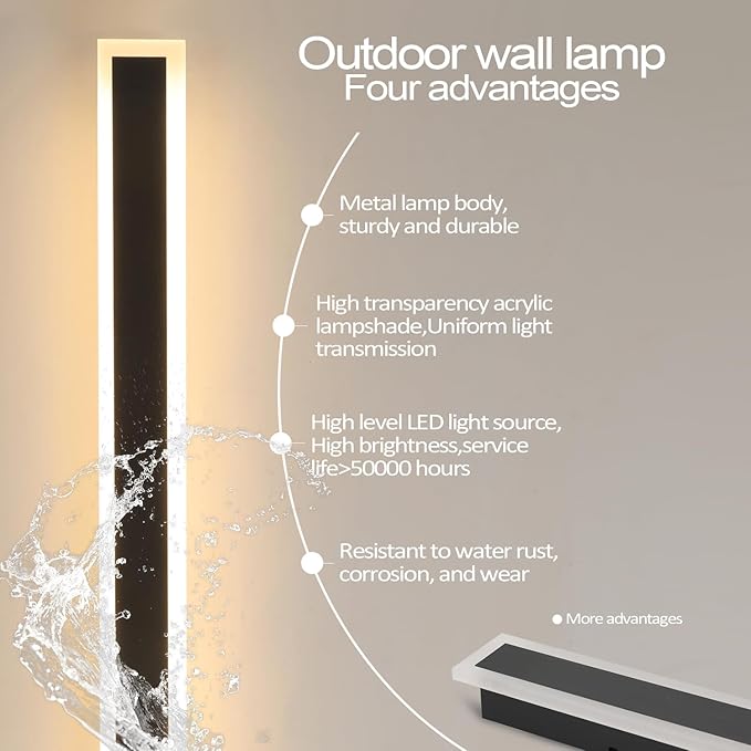 Porch Lights Outdoor, 31.5 inch Outdoor Sconces Wall Lighting 3000K LED Modern - Image 7