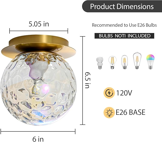Modern Glass Globe Wall Sconce: Gold Spherical Sconces Light - Image 3