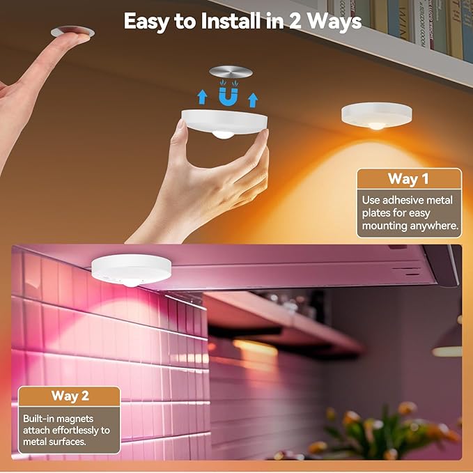 Rechargeable Puck Lights with Remote, 12 Pack Magnetic Under Cabinet Lighting - Image 8