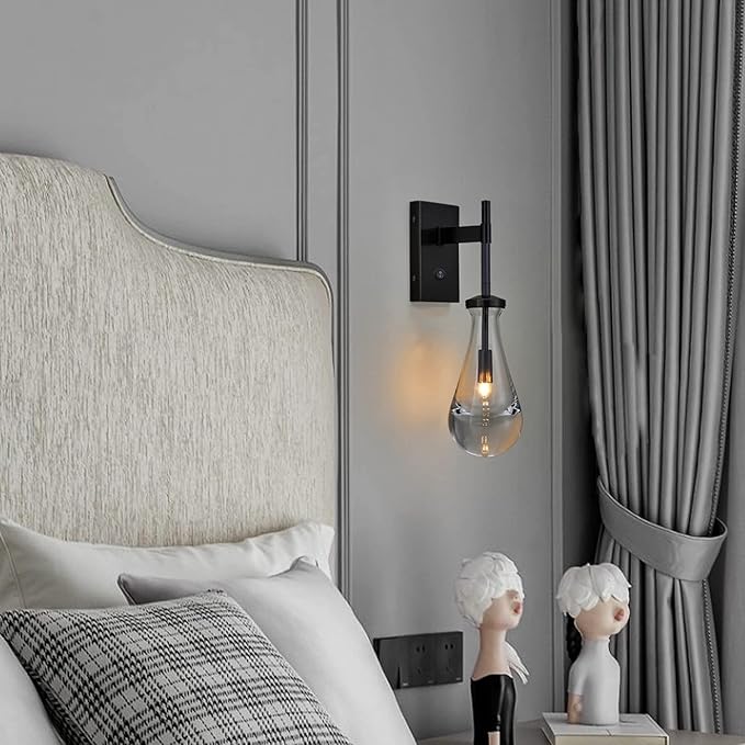 HuisMier Black Wall Sconces, Raindrop Sconces Wall Lighting - Image 5