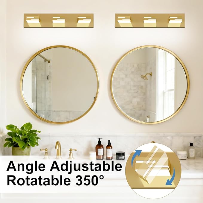 LED Modern Bathroom Vanity Light Fixtures, 3-Light 22-inch Dimmable Gold Vanity - Image 5