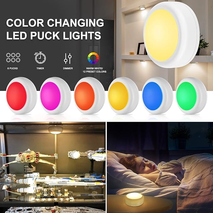 BLS LED Puck Lights with Remote Control, Wireless Under Cabinet & Closet - Image 7