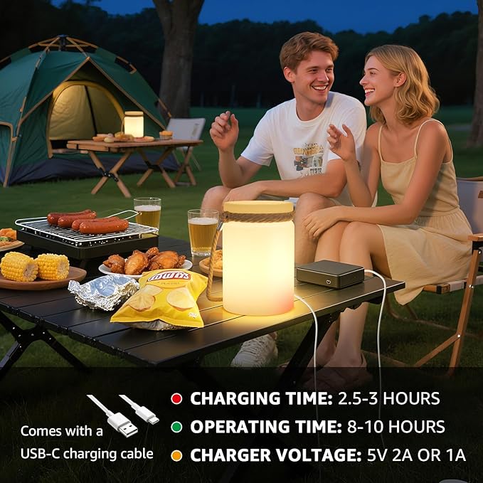uuffoo 2 Pack LED Lamp Lantern Table Lamp Cordless Shower Lamp IP44 RGB and - Image 4