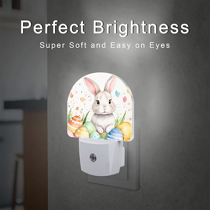 Easter Rabbit and Eggs Night Light Plug into Wall, Happy Easter Bunny - Image 2