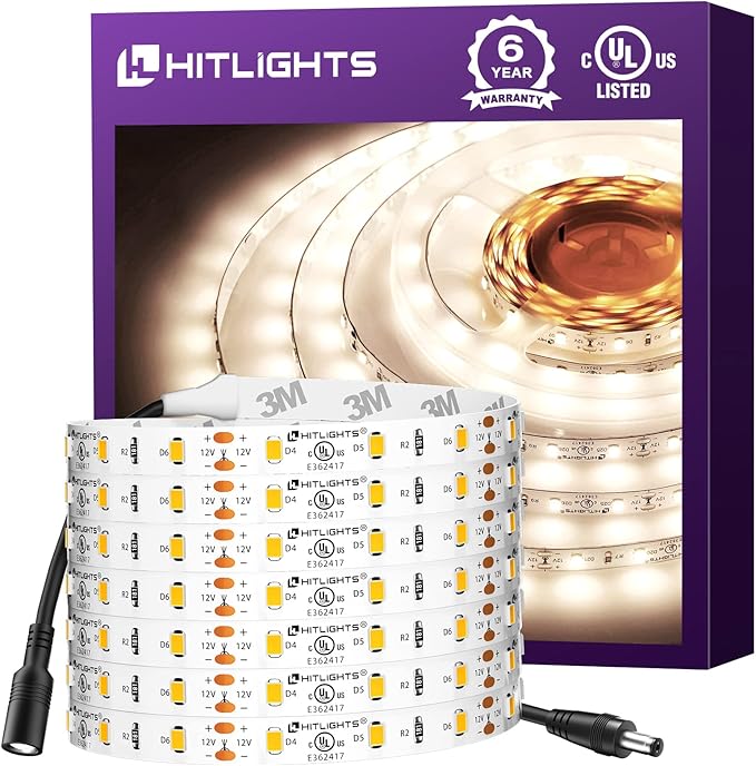 HitLights LED Strip Lights Neutral White 4000K, 16.4ft Dimmable Tape Light by HitLights