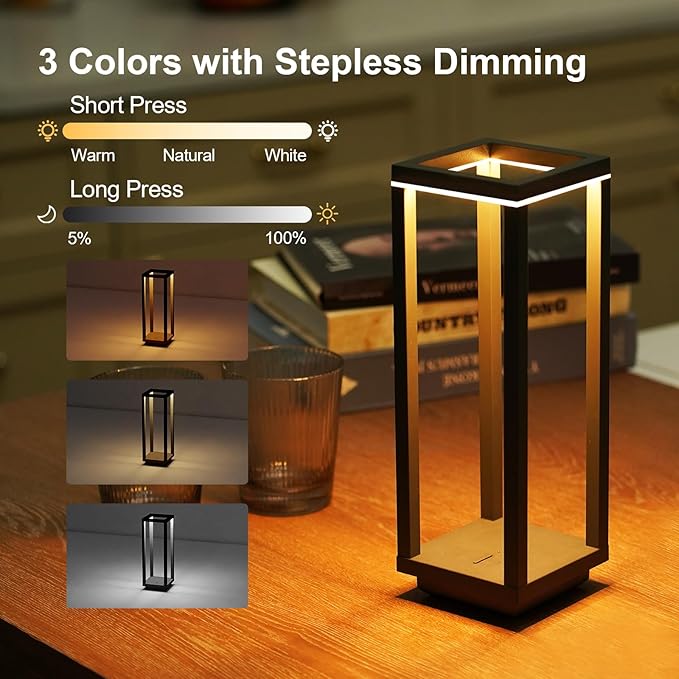 4 Pack Cordless Table Lamp Rechargeable, IP55 Waterproof, 60h Runtime Protable - Image 2