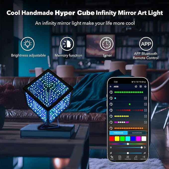 Infinity Hyper Cube LED Table Lamp, Color-Changing Music-Sync APP-Controlled - Image 4