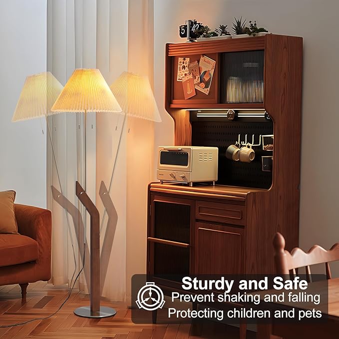 Wood Floor Lamp, 2-Light Modern Mid Century Vintage Floor Lamp, Height - Image 7