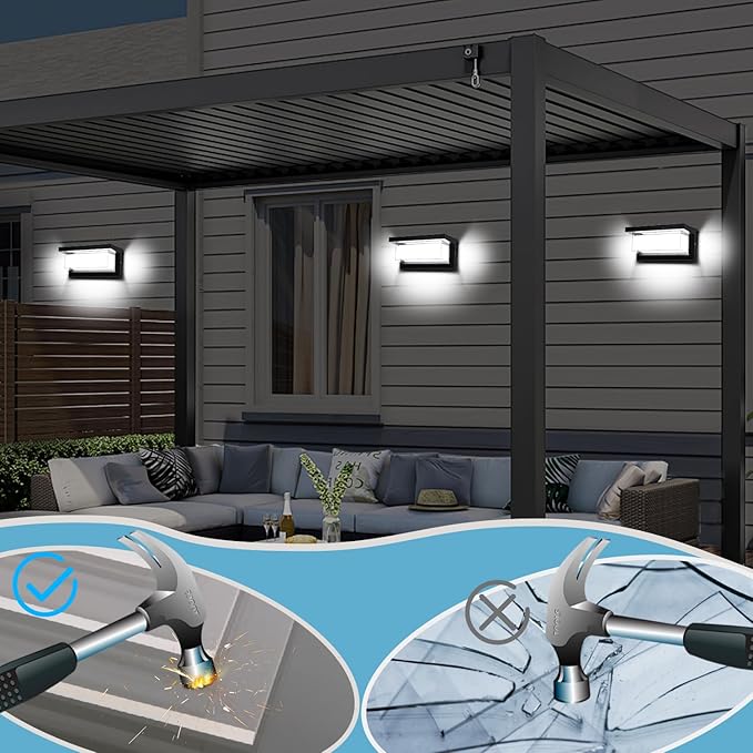 6000K Porch Lights Outdoor, 18W 1800LM LED Wall Light, IP65 Waterproof - Image 5