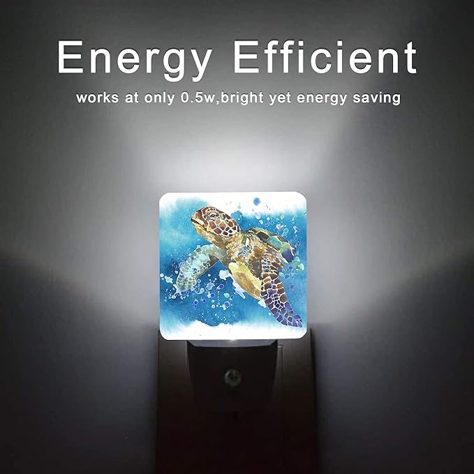 Turtle Night Light, Watercolor Sea Turtle Night Lights 0.5W Sleep Friendly - Image 6