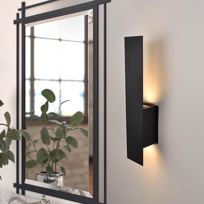 Black Reflex Modern Wall Sconce Indoor, Minimalist Up and Down Wall Light - Image 8