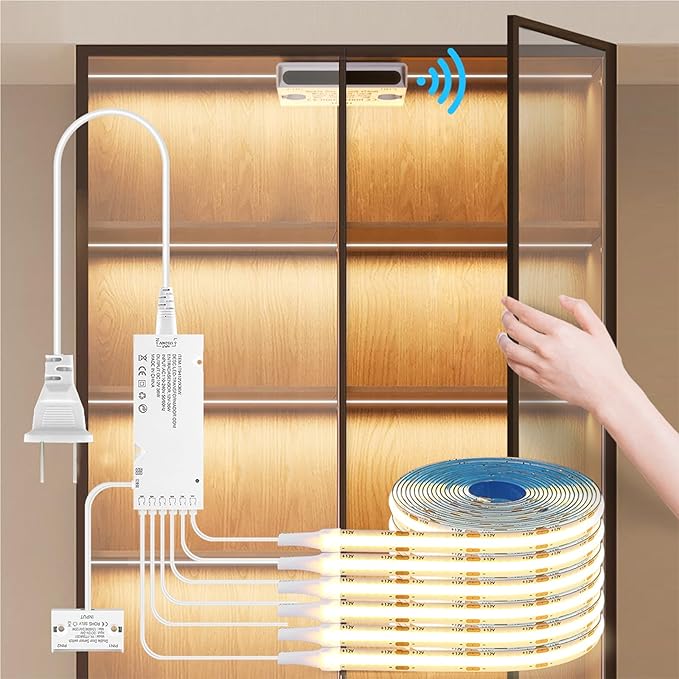 COB LED Strip Lights 12V, 6-in-1 Door Sensor Control Under Cabinet Lighting Kit by CHNMALITAI