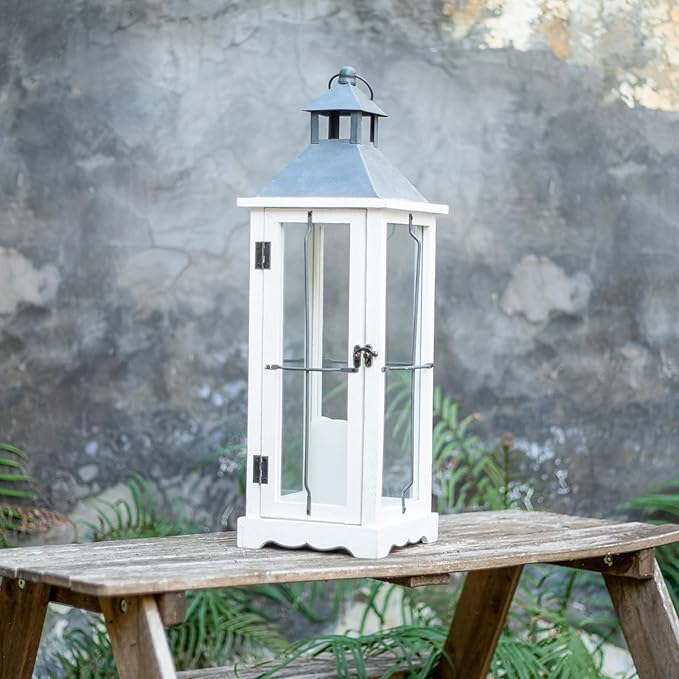 Bdor 26in Farmhouse White IP65 Waterproof Wood Metal Decorative Lanterns - Image 4