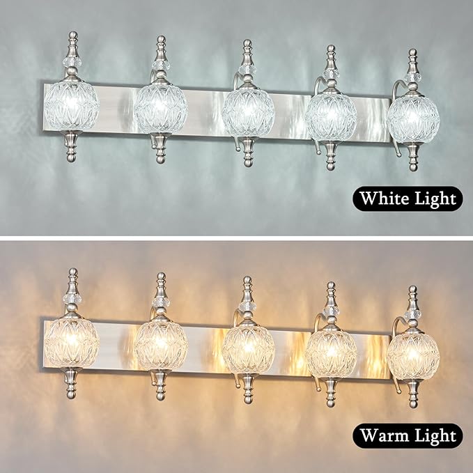 Modern Crystal Bathroom Vanity Lights Fixtures Over Mirror Brushed Nickel - Image 5
