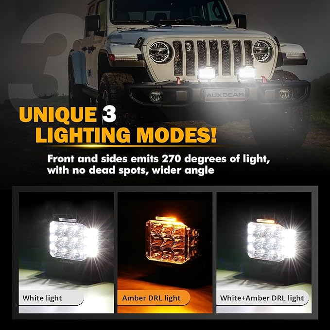 Auxbeam 5" 168W LED Cube Pods Offroad Driving Light - Image 4