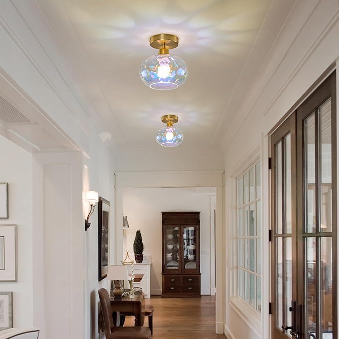 Vintage Glass Flush Mount Ceiling Light - Image 6
