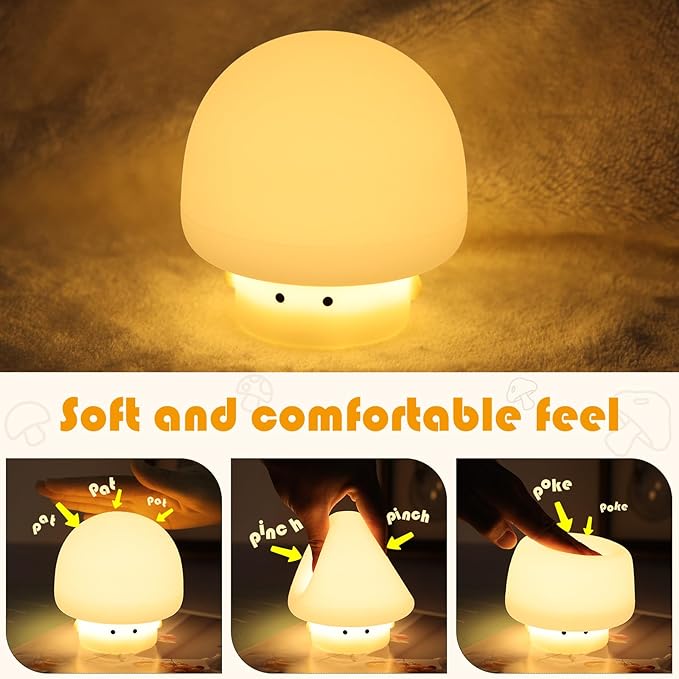 YISUN Mushroom Night Light, Cute Silicone Nightlight - Image 5