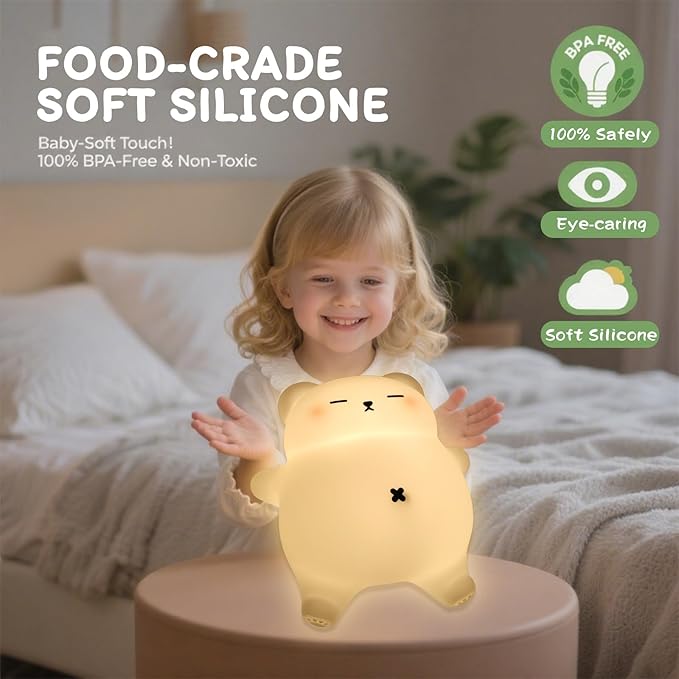 Squishy Night Light for Kids, Bear Silicone Night Light - Image 6