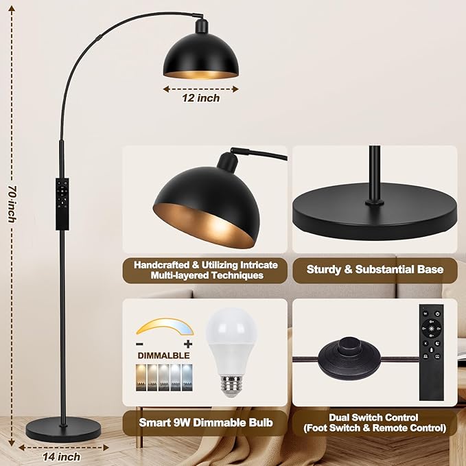 【Upgraded】Black Arc Floor Lamps - Image 4