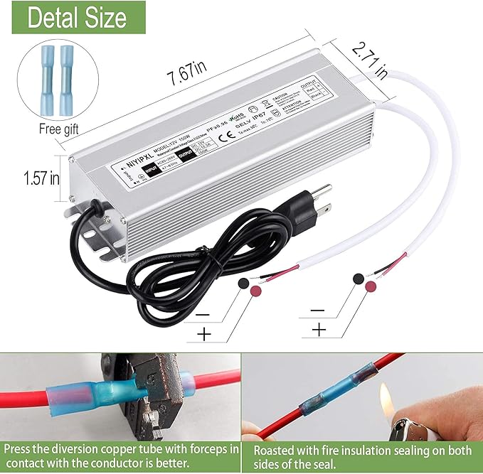 LED Driver 150 Watts Waterproof IP67 Power Supply Transformer Adapter 85V-265V - Image 6