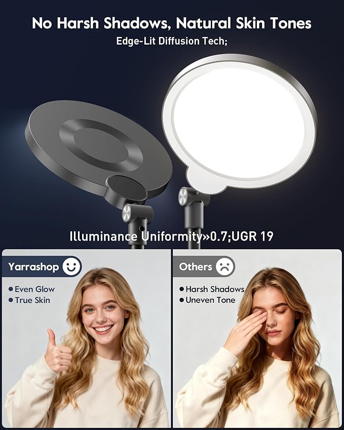 7" Ring Light with Stand for Desk, 3000K-6500K, 30 Lighting Modes for Video - Image 3
