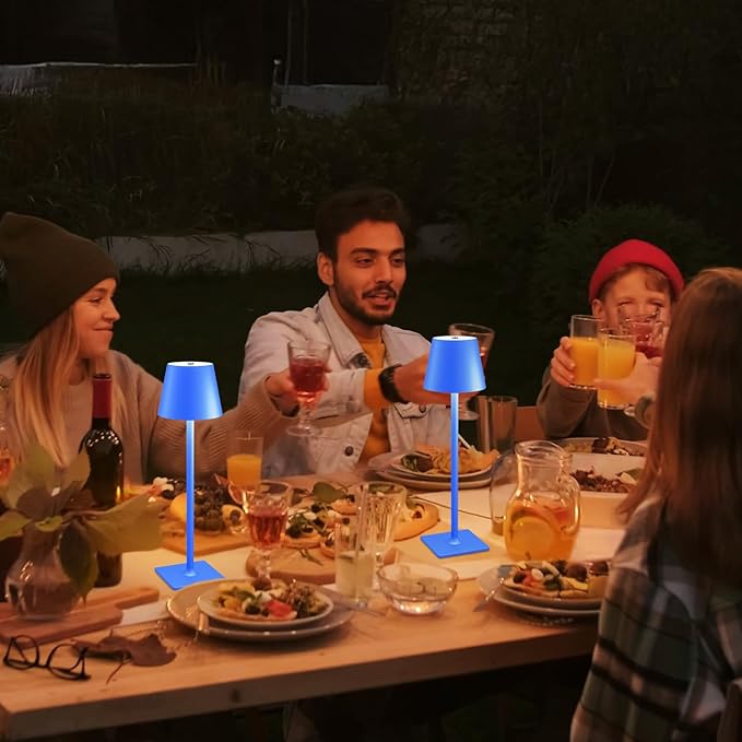 Blue Cordless Table Lamp Set of 2, Indoor/Outdoor Table Lamp - Image 6