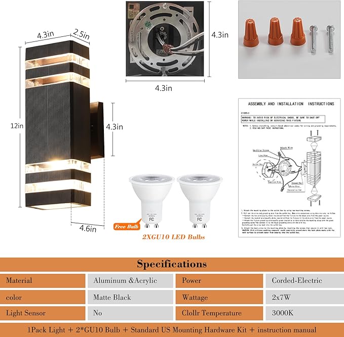 1 Pack LED Outdoor Light Fixture, Aluminum Wall Lights, IP65 Rated - Image 5