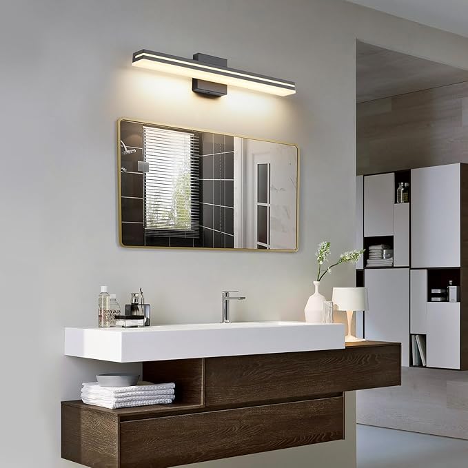 SineRise LED Modern Bathroom Vanity Light Bar, Matte Black Dimmable Modern - Image 5