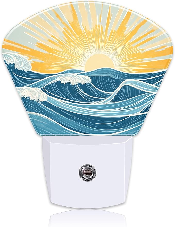 Sunrise Over The Sea Night Light Waves and Sun Nightlight Plug into Wall by Uiaoiais