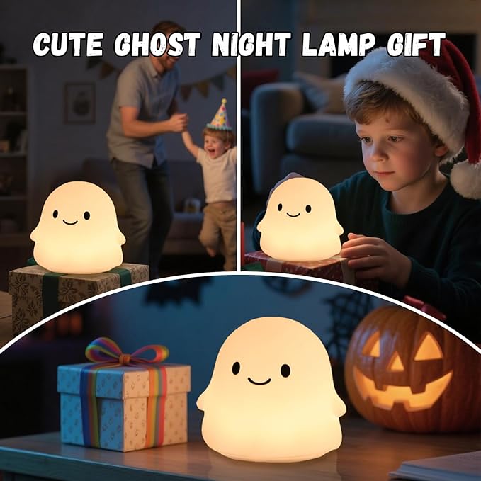 Halloween Ghost Night Light, 50-Hour Battery & Pat Control, Cute Squishy Lamp - Image 7