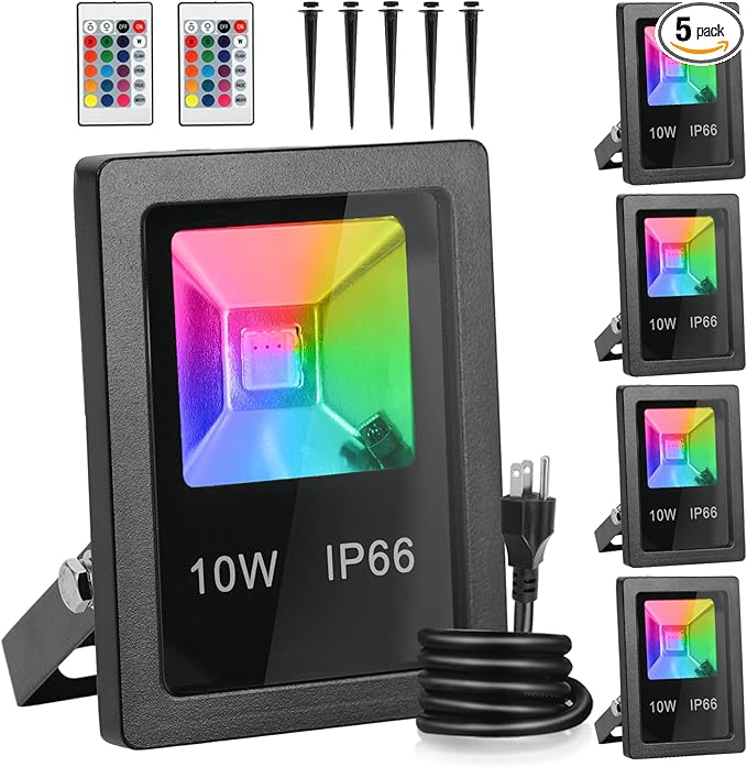 T-SUN Christmas Led Mini Flood Light Outdoor, 10W RGB Color Changing Waterproof by T-SUN