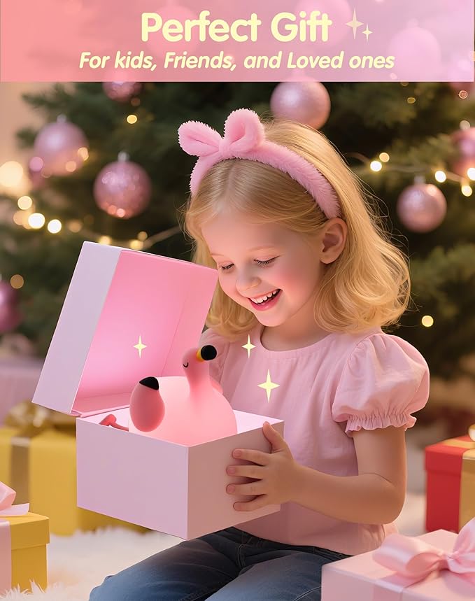 YISUN Flamingo Night Light for Kids, Soft Silicone Nursery Night Lamp - Image 3