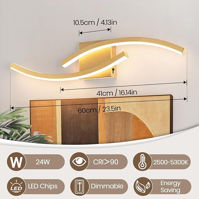 23.62 inch Vanity Light for Bathroom Lighting Fixtures Over Mirror Dimmable - Image 6