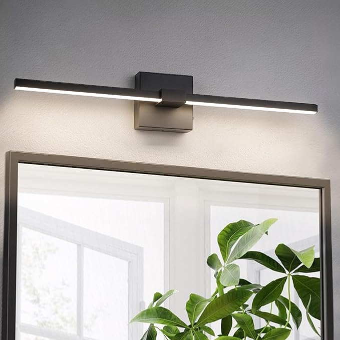 URSOLA Black Bathroom Light Fixtures, 24 inch Modern LED Vanity Lighting Over by URSOLAYourHomeSolar