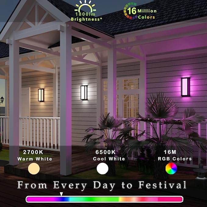 Color Changing Outdoor Wall Lights, Ambiance Exterior Wall Lights Up Down - Image 2