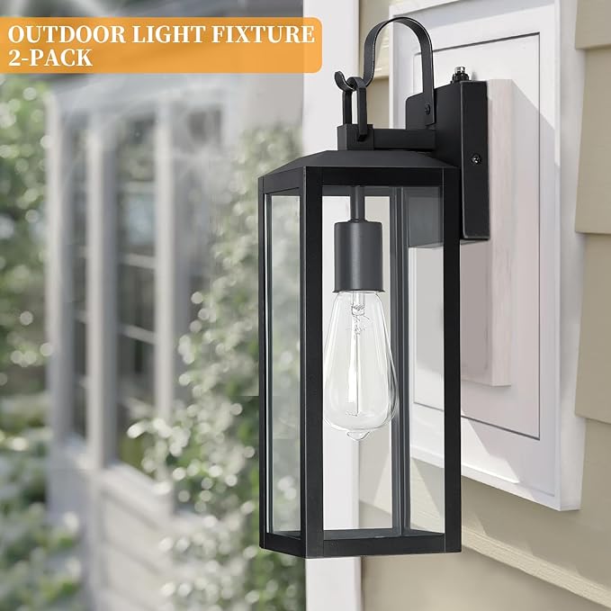 16'' Large Dusk to Dawn Outdoor Lighting 2 Packs, Modern Outdoor Lanterns - Image 4