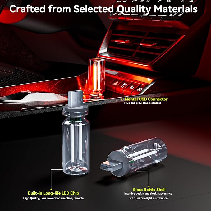 4 PCS Car USB Lights, Portable Plug-in Retro Car Interior Ambient Lights - Image 6