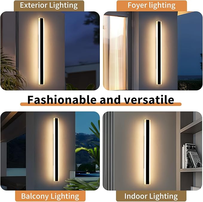 Modern Outdoor Wall Lights, 57inch Long Linear LED Wall Sconce, 3000K Warm White - Image 8