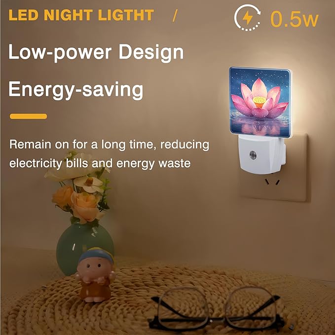 Night Light Pink Lotus Flower Night Lights Plug into Wall Smart Dusk to Dawn - Image 5